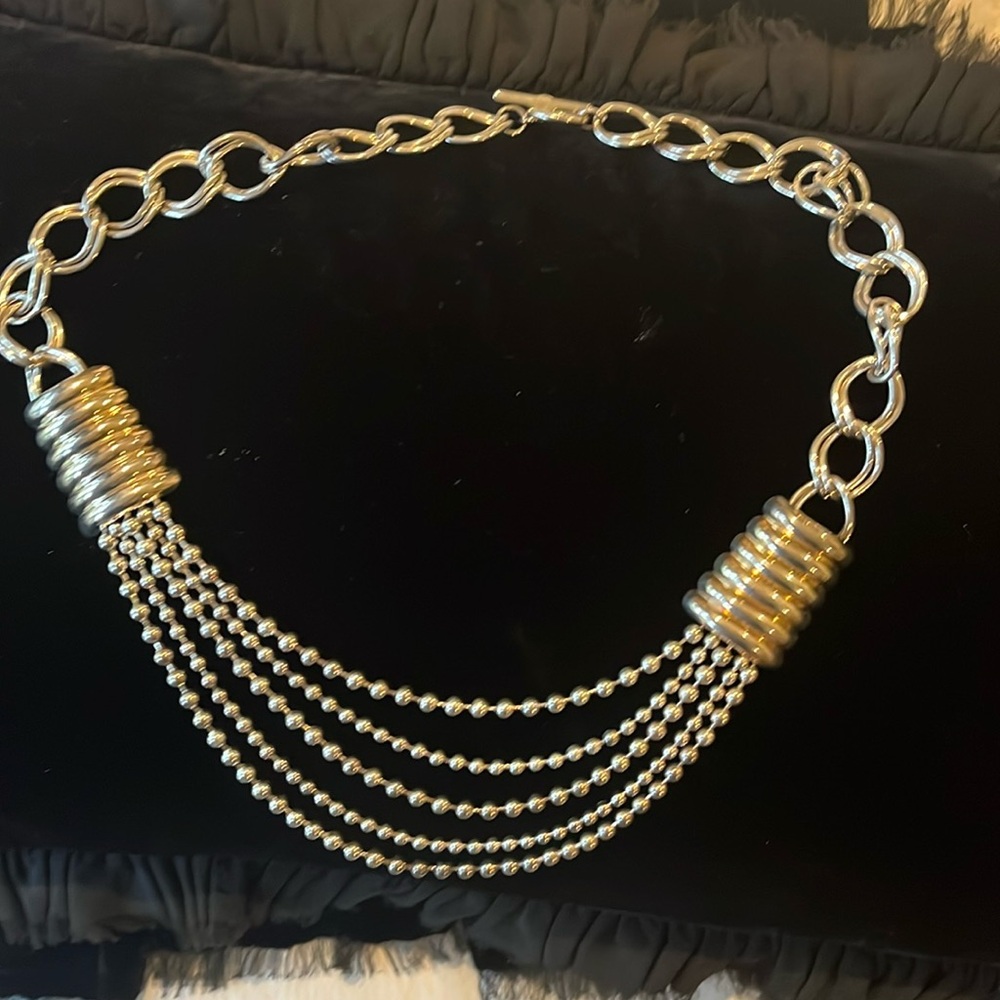 Stephan Adrian multi strand necklace curb and ball.
